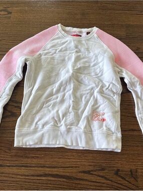Superdry Girls White Sweatshirt with Light Pink Raglan Sleeves